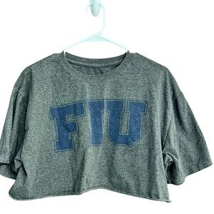 Alta Garcia Gray Cropped T-Shirt with Blue FIU Logo Size Large‎